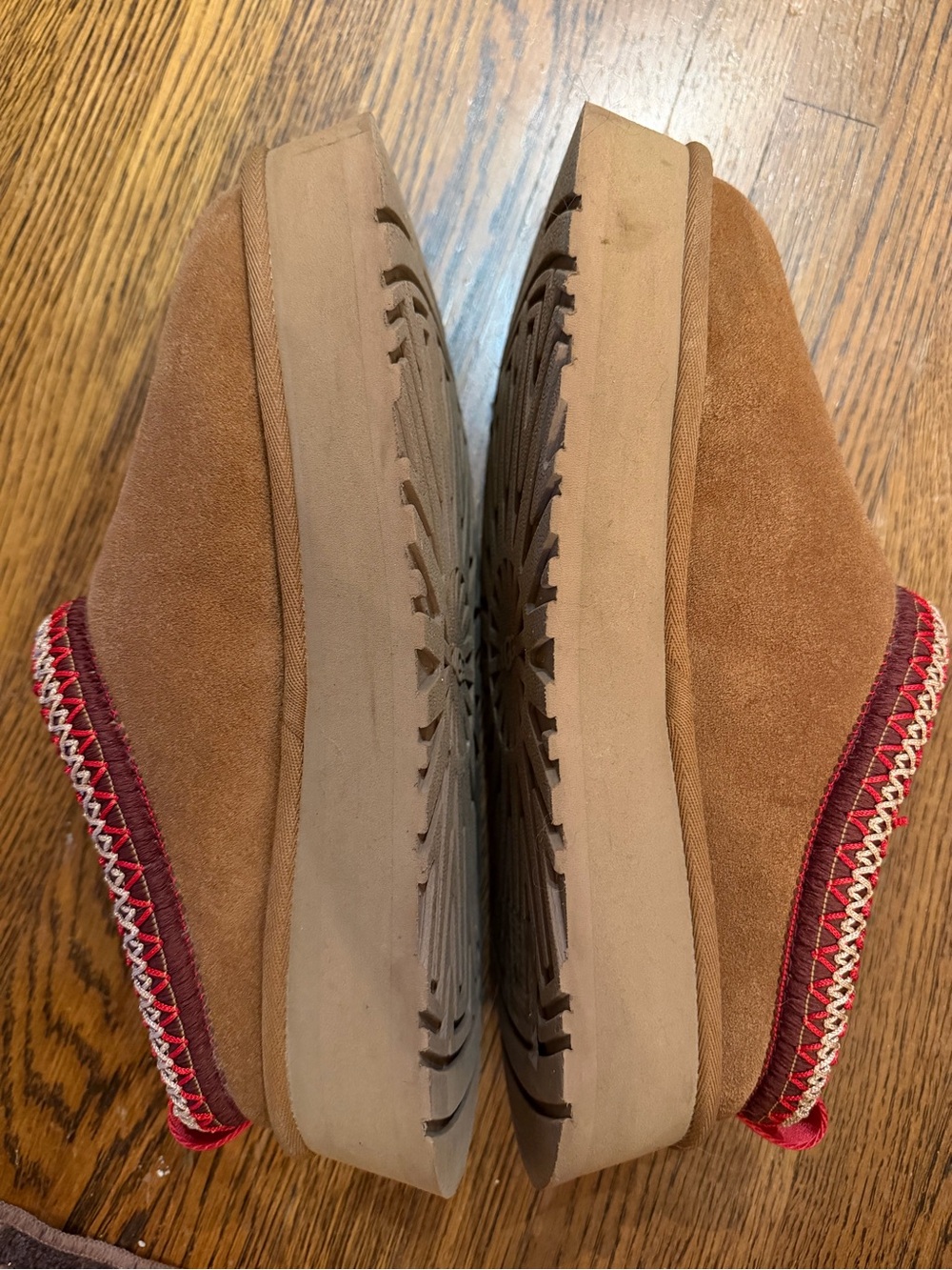 UGG Chestnut Tasman II Suede Slip-Ons with Red Accent Trim, 9 - Picture 9 of 13